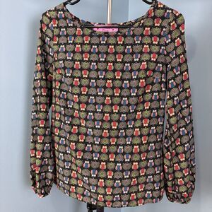 Almost Pink Women’s Owl Blouse Size Small Crossover Back